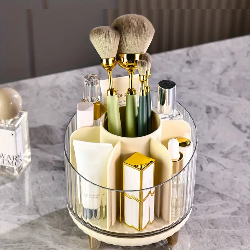 360° Rotating Makeup Organizer with Compartments