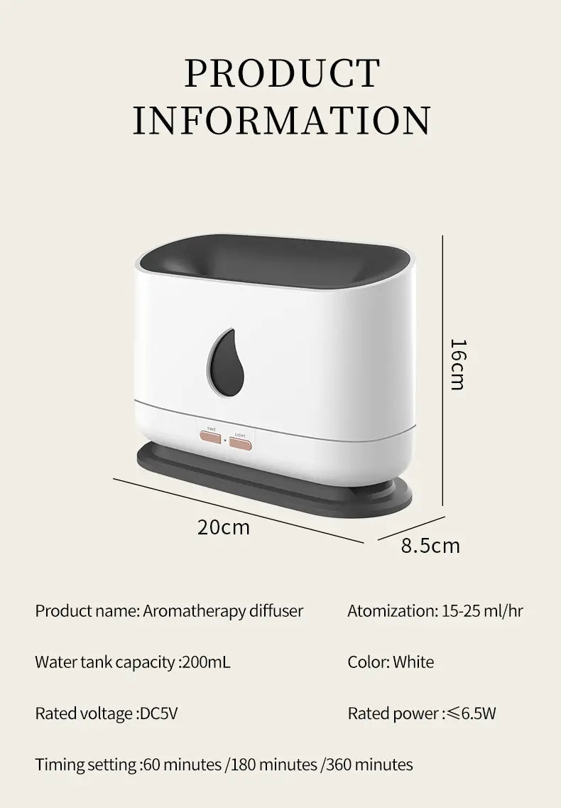 Flame Humidifier with Aromatherapy & Ambient Lighting