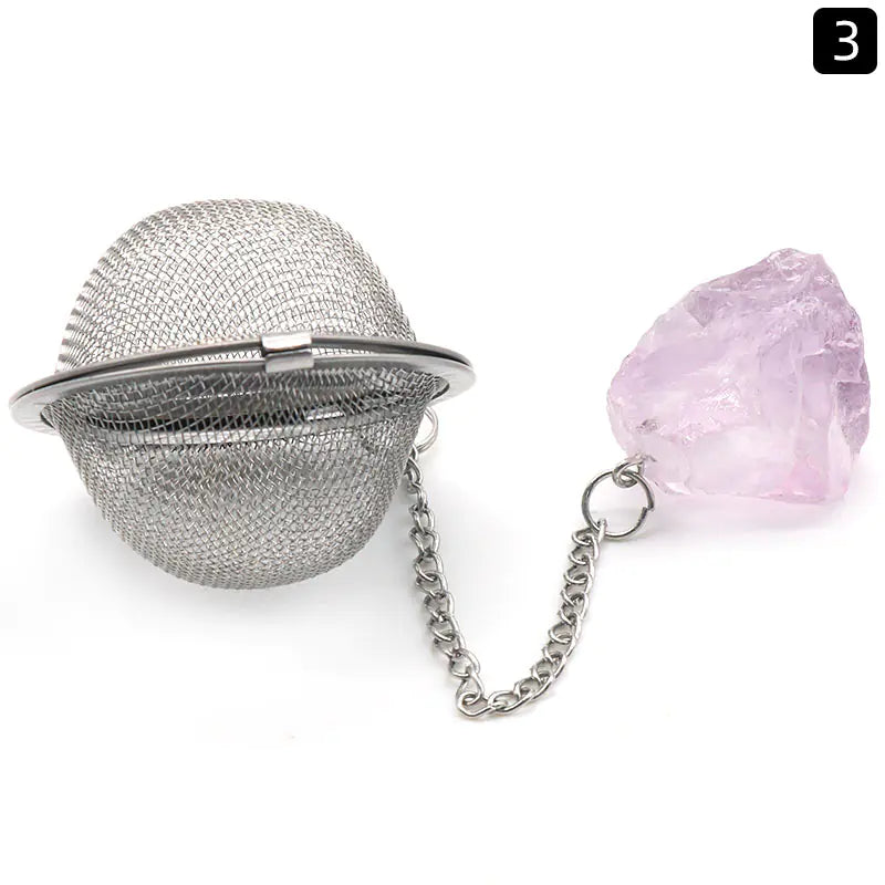 Natural Raw Gemstone Tea Filter Ball