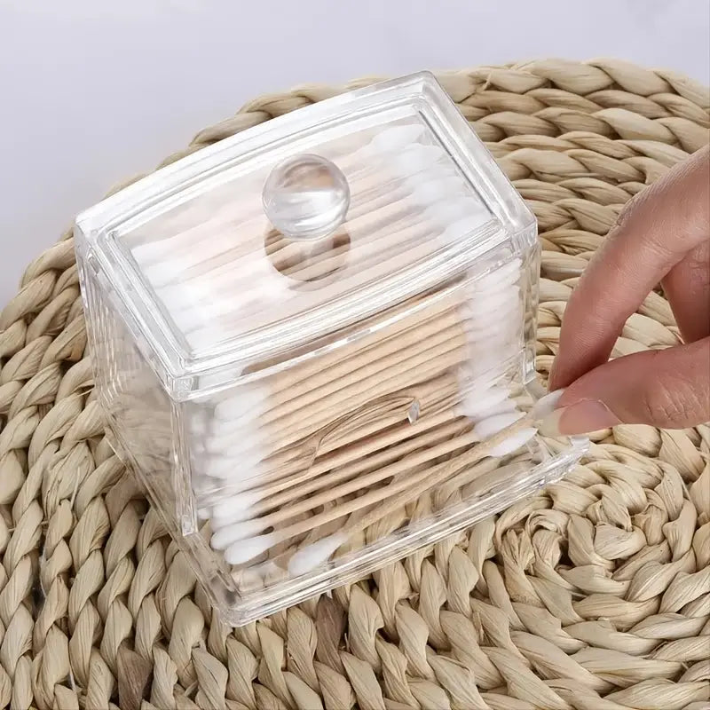 Clear Cotton Swab Holder and Bathroom Storage Container