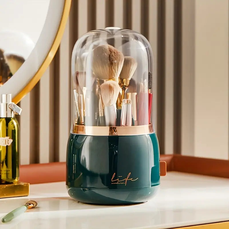 360 Rotating Makeup Brush Holder Organizer with Lid