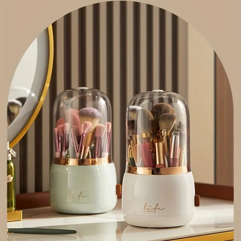 360 Rotating Makeup Brush Holder Organizer with Lid