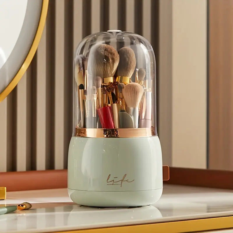 360 Rotating Makeup Brush Holder Organizer with Lid