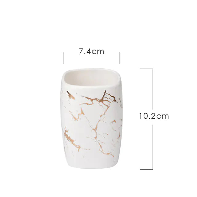 Marble Striped Ceramic Toothbrush Holder for Bathroom