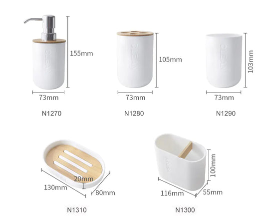 Bamboo Bathroom Toothpaste Holder and Cup Set