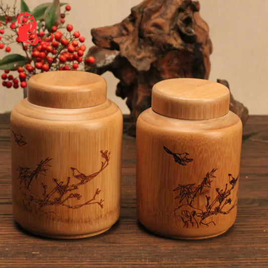 Natural Bamboo Tea Canister with Lid