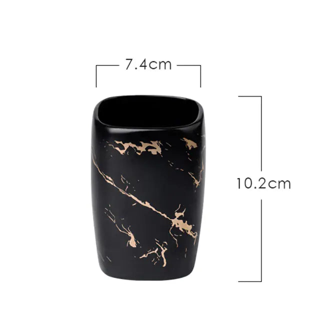 Marble Striped Ceramic Toothbrush Holder for Bathroom