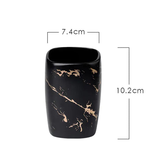 Marble Striped Ceramic Toothbrush Holder for Bathroom