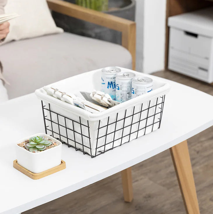 Iron Storage Basket for Kitchen and Bathroom Organization
