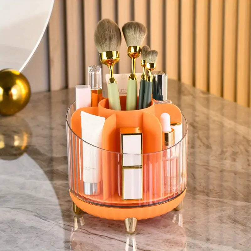 360° Rotating Makeup Organizer with Compartments