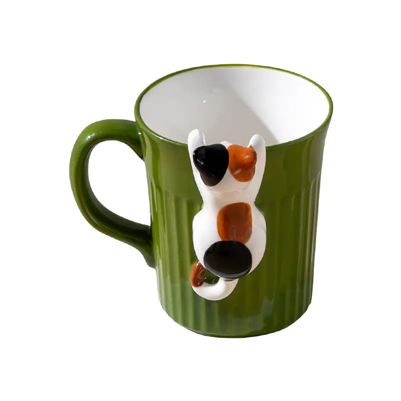 Peeking Cat Ceramic Mug Set with Cute Design (Single)