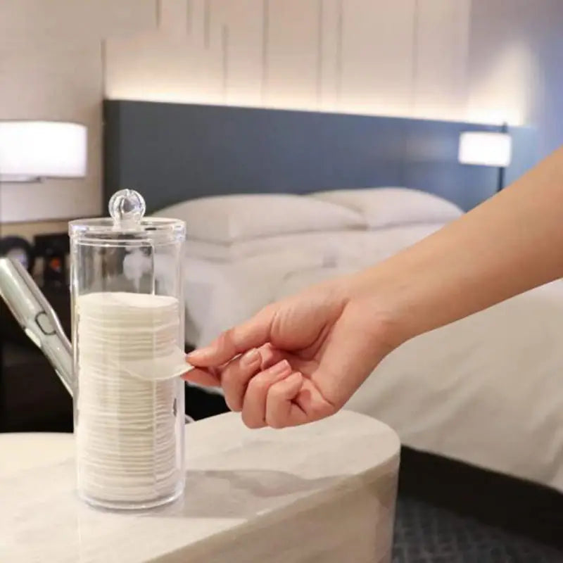 Transparent Round Cotton Pad Storage Holder for Bathroom