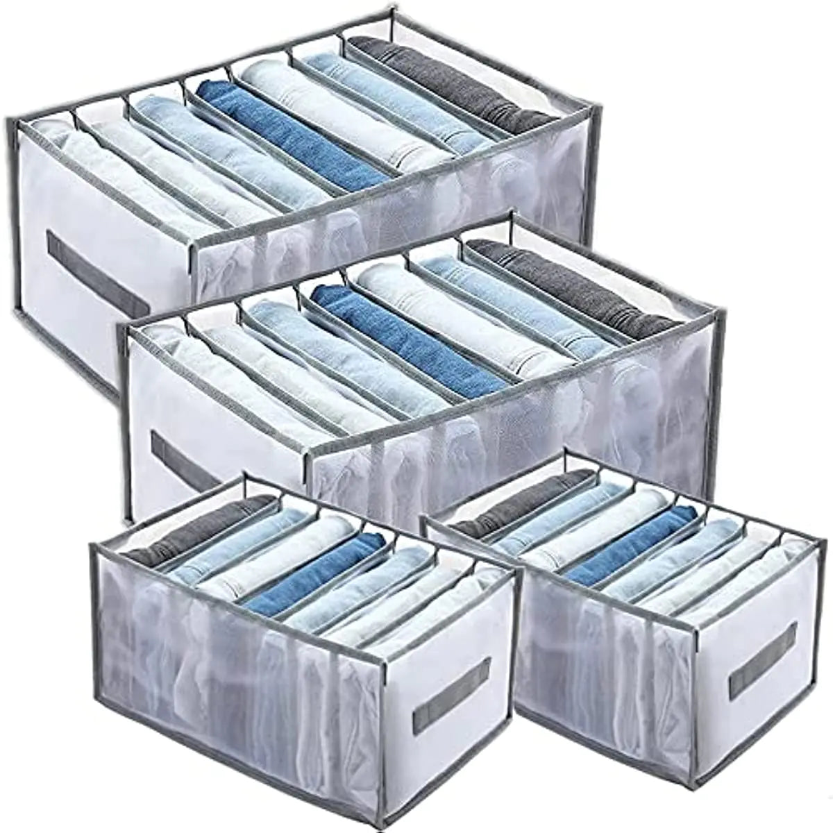 Stackable Jeans Storage Box with Mesh Dividers