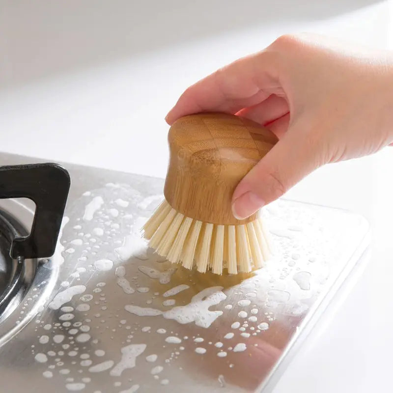 Bamboo Handle Round Head Kitchen Cleaning Brush
