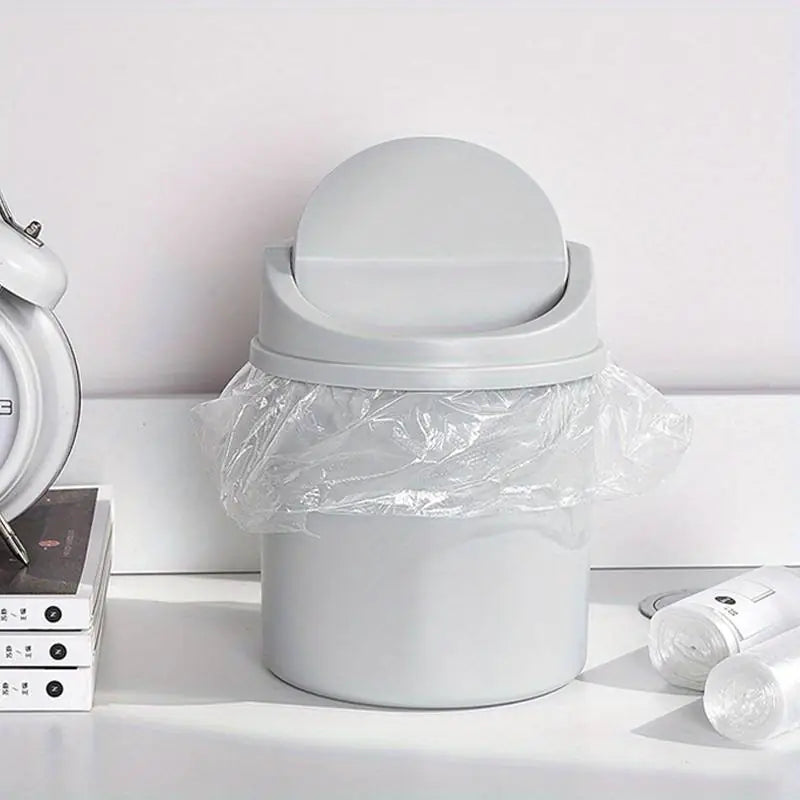 Mini Plastic Desktop Trash Can with Lid for Home Office