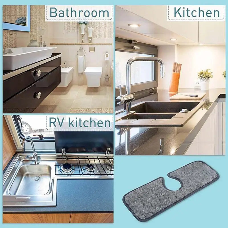 Grey Faucet Absorbent Mat for Kitchen & Bathroom