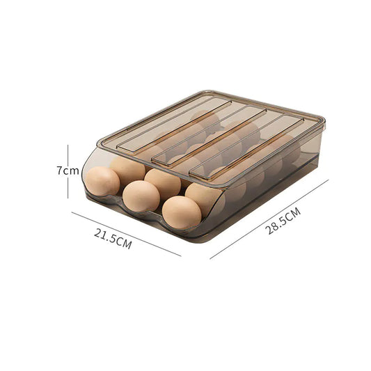 Transparent Rolling Egg Carton with Lid for Kitchen