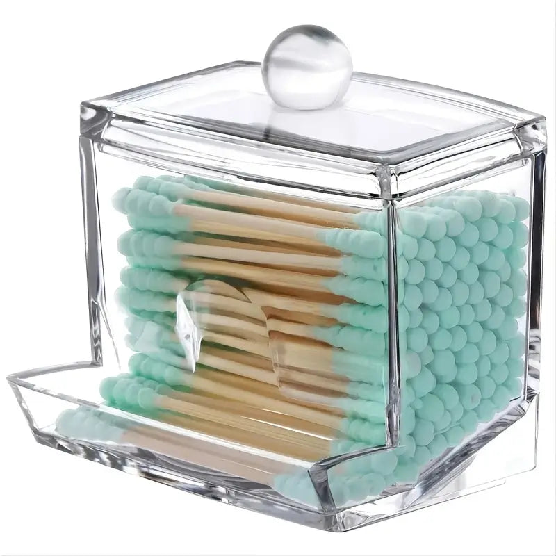 Clear Cotton Swab Holder and Bathroom Storage Container