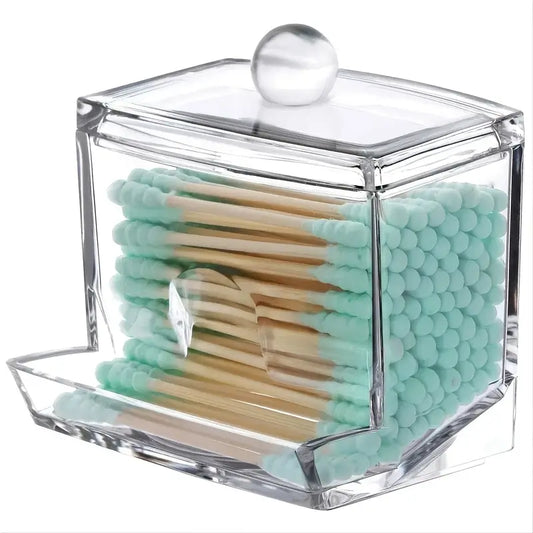 Clear Cotton Swab Holder and Bathroom Storage Container