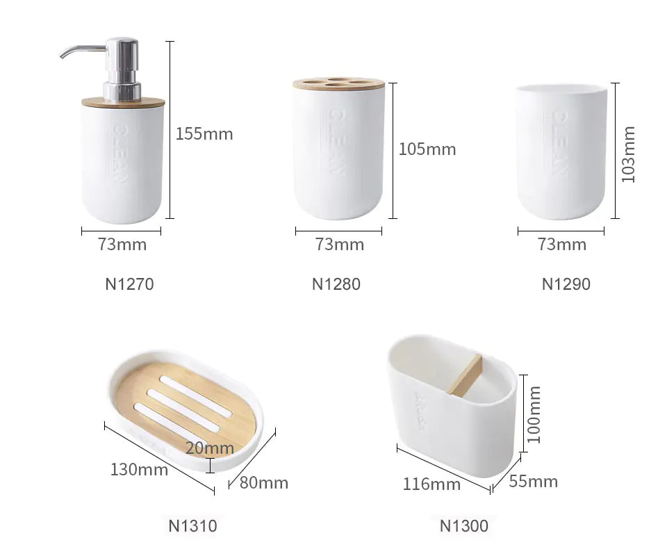 Bamboo Bathroom Toothpaste Holder and Cup Set