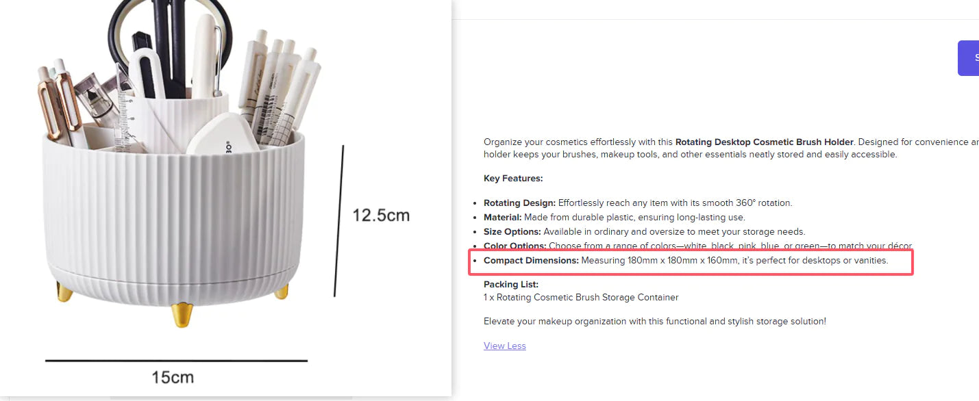 Rotating Desktop Cosmetic Brush Holder