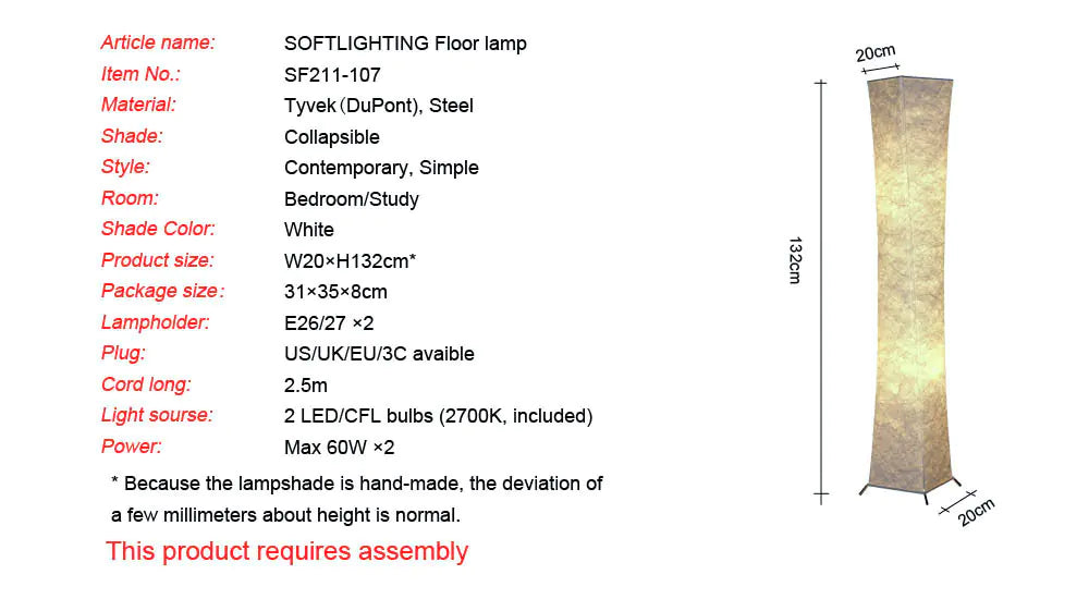 Floor Lamp with Soft Lighting and Flexible Design
