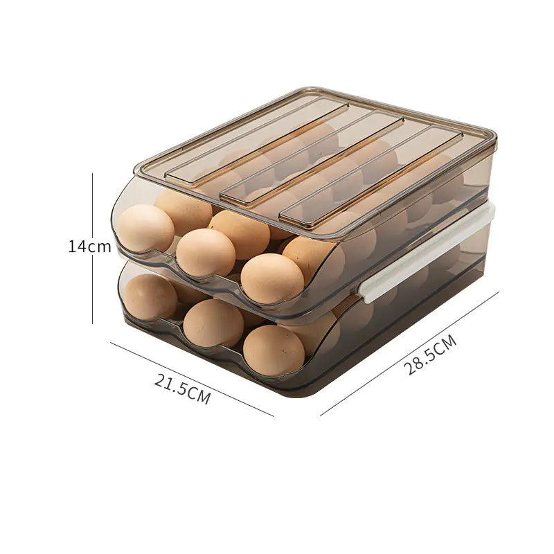 Transparent Rolling Egg Carton with Lid for Kitchen
