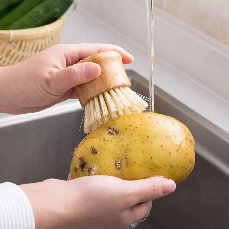 Bamboo Handle Round Head Kitchen Cleaning Brush