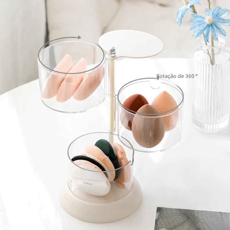 Rotating Dustproof Makeup Sponge Storage Box