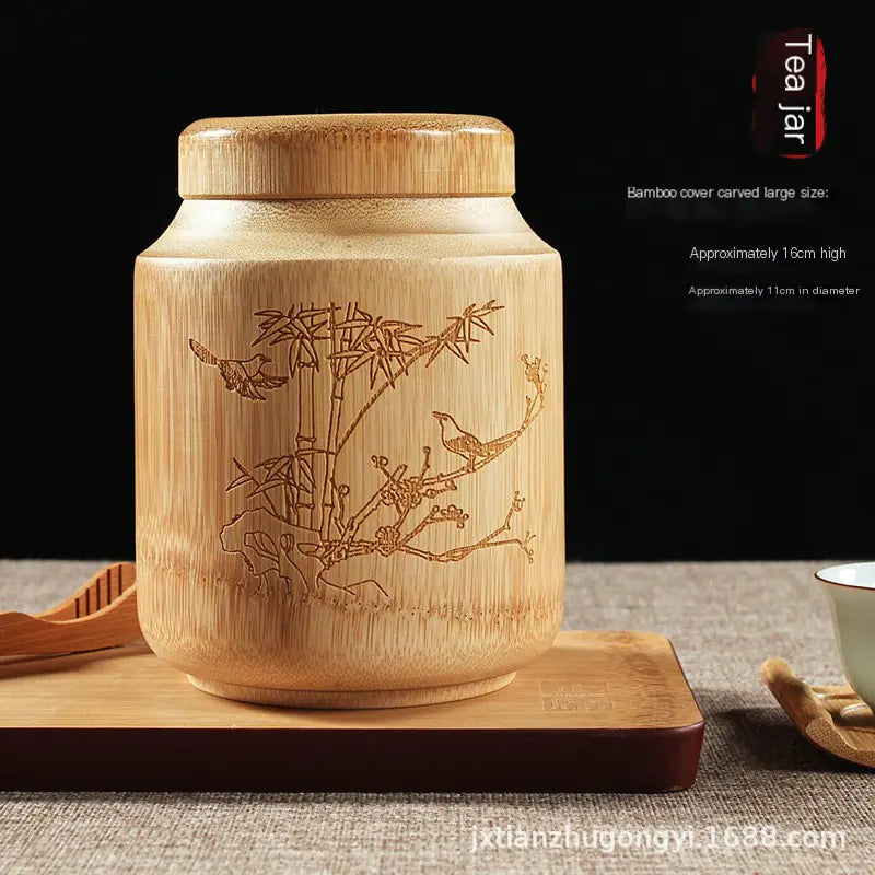 Natural Bamboo Tea Canister with Lid