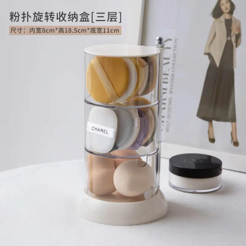 Rotating Dustproof Makeup Sponge Storage Box