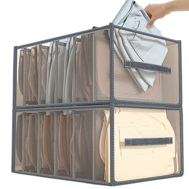 Stackable Jeans Storage Box with Mesh Dividers