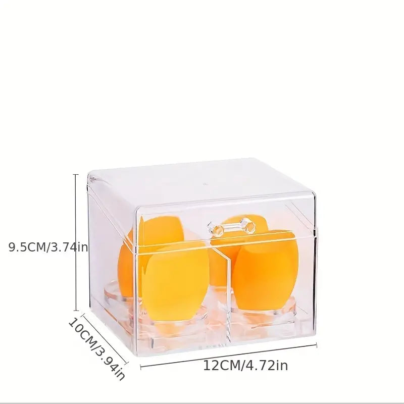 Clear Makeup Organizer with Lid and Sponge Holder