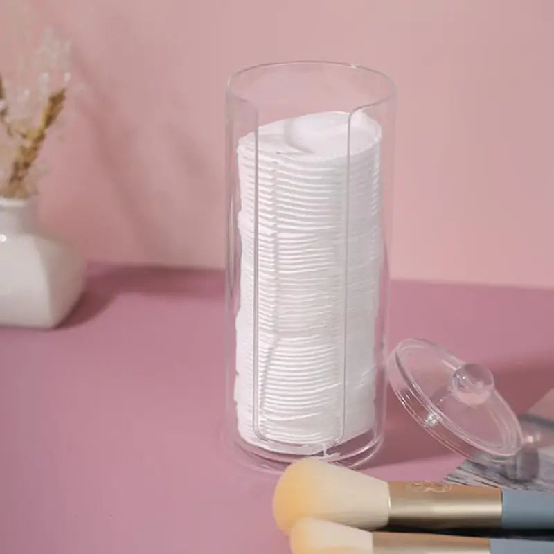 Transparent Round Cotton Pad Storage Holder for Bathroom