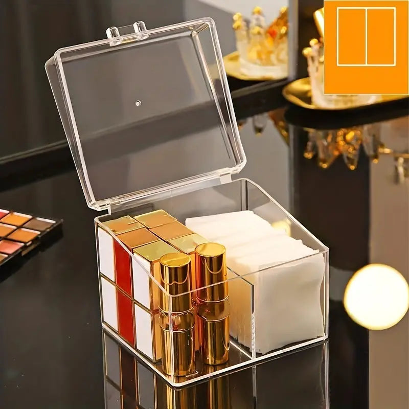Clear Makeup Organizer with Lid and Sponge Holder
