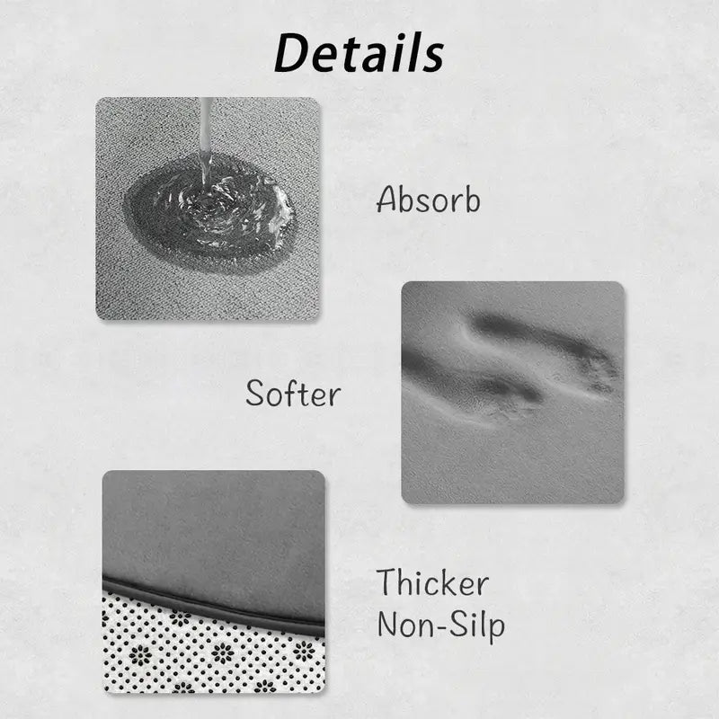 1pc Washable Absorbent Semicircle Bathroom Mat