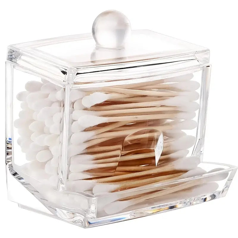 Clear Cotton Swab Holder and Bathroom Storage Container