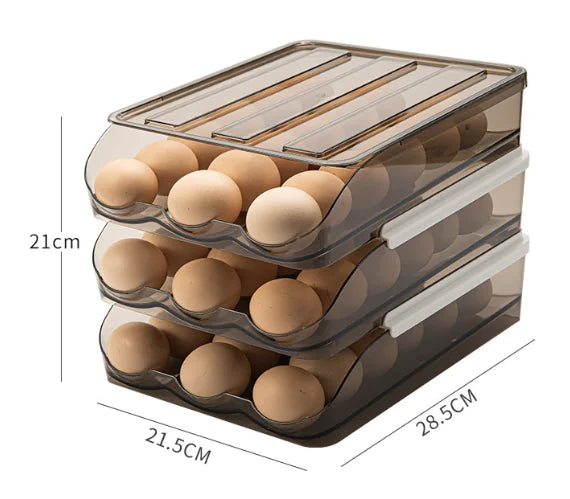 Transparent Rolling Egg Carton with Lid for Kitchen