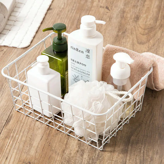 Iron Storage Basket for Kitchen and Bathroom Organization