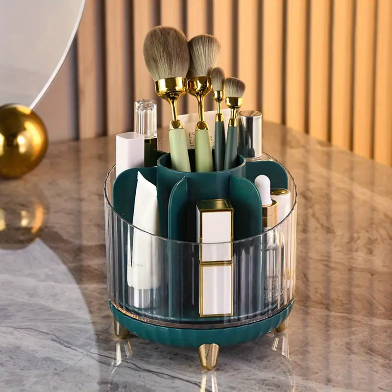 360° Rotating Makeup Organizer with Compartments