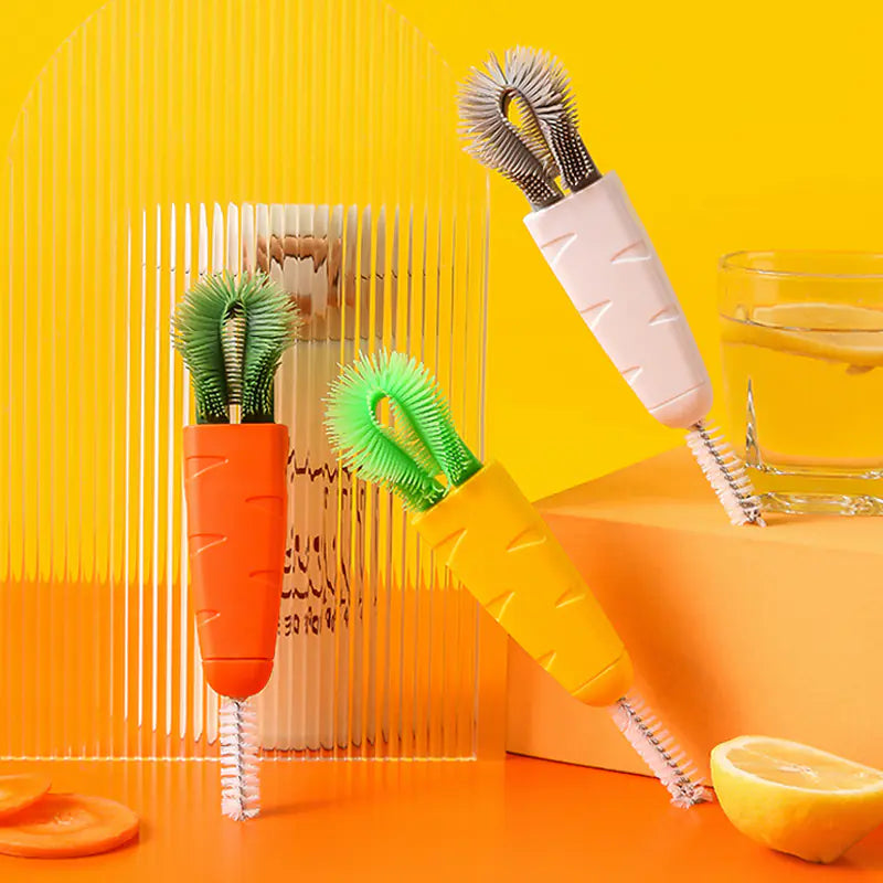 1pc Carrot Cup Brush for Cleaning Bottles and Grooves
