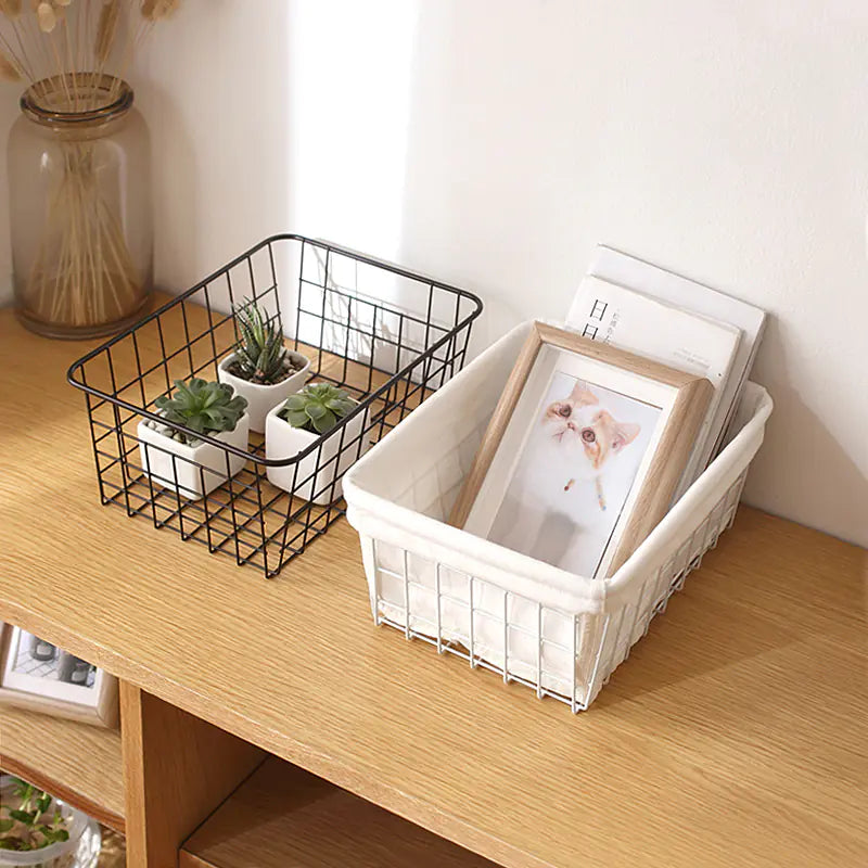 Iron Storage Basket for Kitchen and Bathroom Organization