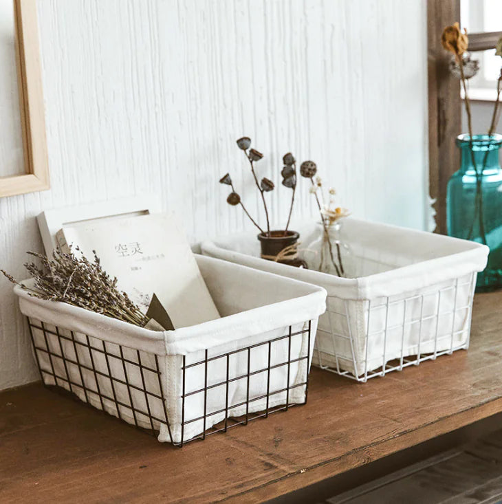Iron Storage Basket for Kitchen and Bathroom Organization