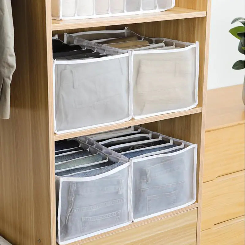 Stackable Jeans Storage Box with Mesh Dividers