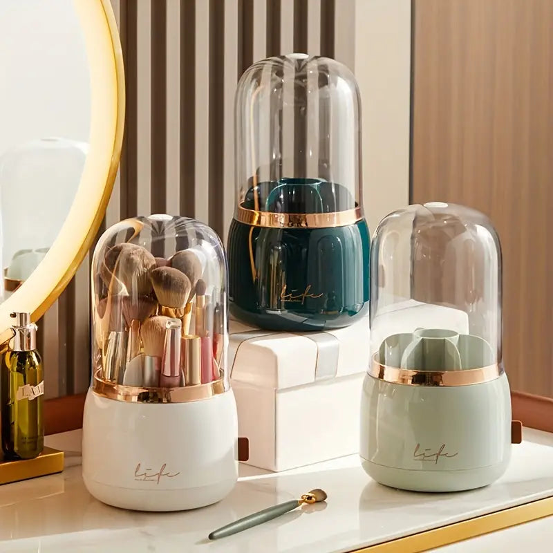 360 Rotating Makeup Brush Holder Organizer with Lid