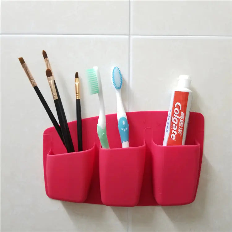 Silicone Self-Adhesive Storage Box, Foldable with Dividers
