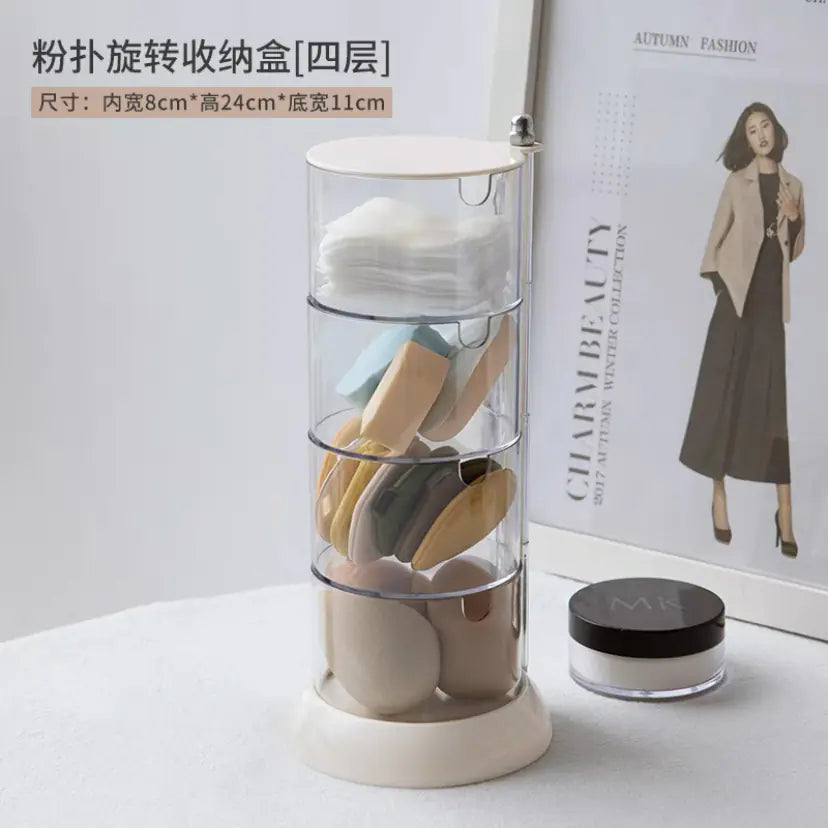 Rotating Dustproof Makeup Sponge Storage Box