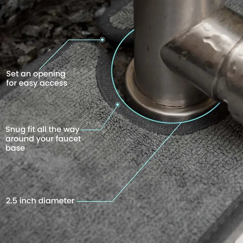 Grey Faucet Absorbent Mat for Kitchen & Bathroom