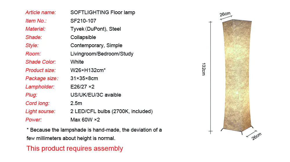 Floor Lamp with Soft Lighting and Flexible Design