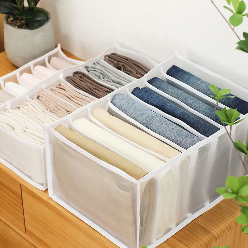 Stackable Jeans Storage Box with Mesh Dividers